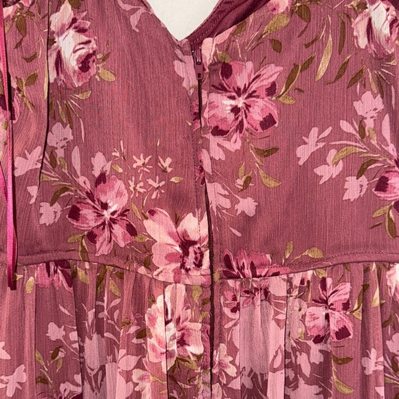 Miami  Francesca’s. Rosewood  color Maxi Dress  floral - Picture 7 of 9
